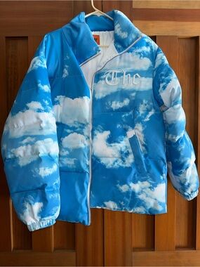 RE’HYRELT The Cloud Print Blue Puffer Jacket streetwear* heaven and hell